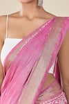 Samyukta Singhania_Purple Chanderi Woven Geometric Floral Vine Print Saree _at_Aza_Fashions