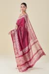 Shop_Naintara Bajaj_Wine Chanderi Geometric Floral Saree_at_Aza_Fashions