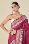 Buy_Naintara Bajaj_Wine Chanderi Geometric Floral Saree_Online_at_Aza_Fashions