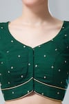 Samyukta Singhania_Green Silk Sequins, Zari Embroidered Saree Blouse _at_Aza_Fashions