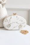 Buy_Boxwish By Bhumika_Cream Zari, Sequins Embroidered Clutch _at_Aza_Fashions