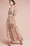 Buy_Bhanuni By Jyoti_White Viscose Crepe Square Neck Floral Printed Maxi Dress _at_Aza_Fashions