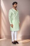 Buy_Arihant Rai Sinha_Green Silk Mint Asymmetric Kurta Set 