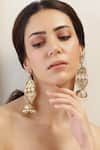 Shop_Joules By Radhika_Gold Plated Beads, Zari Kundan Embellished Jhumkas _at_Aza_Fashions