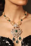 Shop_Joules By Radhika_Multi Color Gold Finish Sunlit Dew Pendant Necklace _at_Aza_Fashions
