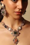 Shop_Joules by Radhika_Multi Color Stones Mosaic Radiance Necklace Set_at_Aza_Fashions