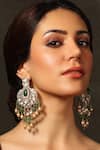 Buy_Joules By Radhika_Green Beads, Diamonds Kundan Polki Dangling Earrings _at_Aza_Fashions