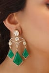 Shop Joules By Radhika Green Stones Embellished Designer Earrings at Aza Fashions Shop_Joules By Radhika_Green Stones Embellished Designer Earrings_at_Aza_Fashions