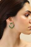 Buy Joules By Radhika Green Stones Lotus Shaped Stud Earrings at Aza Fashions Buy_Joules By Radhika_Green Stones Lotus Shaped Stud Earrings_at_Aza_Fashions