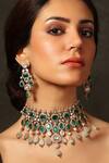 Buy Joules By Radhika Green Stones Twilight Bloom Embellished Choker Set at Aza Fashions Buy_Joules By Radhika_Green Stones Twilight Bloom Embellished Choker Set_at_Aza_Fashions