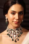 Buy_Joules By Radhika_Green Stones Embellished Necklace Set_at_Aza_Fashions