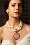 Buy_Joules By Radhika_Pink Floral Carved Pendant Necklace _at_Aza_Fashions