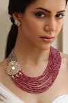 Shop_Joules By Radhika_Pink Stones, Beads Gold Finish Embellished Necklace Set _at_Aza_Fashions