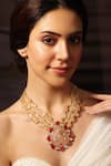 Buy_Joules By Radhika_Pink Rosy Cascade Tear Drop Pendant Necklace _at_Aza_Fashions