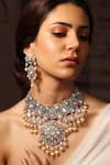 Buy_Joules By Radhika_Gold Plated Stones, Pearls And Drop Necklace Set _at_Aza_Fashions