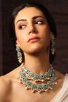 Buy_Joules By Radhika_Green Stones Embellished Circular Motif Necklace Set_at_Aza_Fashions
