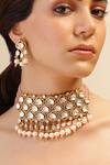 Shop_Joules By Radhika_Pink Pearls, Stones And Embellished Necklace Set_at_Aza_Fashions