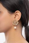 Ajooni Jewels_Gold Plated Pearls Kundan Drop Earrings _Online_at_Aza_Fashions