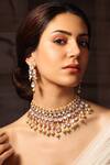 Buy_Joules By Radhika_Gold Plated Stones, Pearls And Drop Necklace Set_at_Aza_Fashions