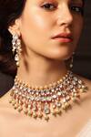 Shop_Joules By Radhika_Gold Plated Stones, Pearls And Drop Necklace Set_at_Aza_Fashions