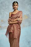 Dressfolk_Maroon Tissue Sindoori Crinkled Handloom Saree With Running Blouse _at_Aza_Fashions
