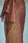 Shop_Dressfolk_Maroon Tissue Sindoori Crinkled Handloom Saree With Running Blouse 