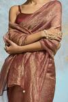 Dressfolk_Maroon Tissue Sindoori Crinkled Handloom Saree With Running Blouse _Online