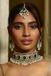 Amaara Jewels_Gold Plated Pearls, Stones, Zari Bloom Choker Necklace Set _Online_at_Aza_Fashions