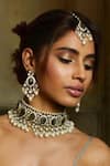 Buy_Amaara Jewels_Gold Plated Pearls, Stones, Zari Bloom Choker Necklace Set _at_Aza_Fashions