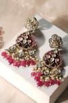 Amaara Jewels_Red Pearls, Stones, Beads Crest Bloom Necklace Set _Online_at_Aza_Fashions