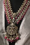 Shop_Amaara Jewels_Red Pearls, Stones, Beads Crest Bloom Necklace Set _Online_at_Aza_Fashions