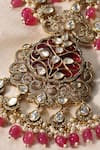 Amaara Jewels_Red Pearls, Stones, Beads Crest Bloom Necklace Set _at_Aza_Fashions