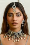 Buy_Amaara Jewels_Black Pearls, Stones Blossom Choker Set _Online_at_Aza_Fashions