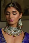 Amaara Jewels_Multi Color Pearls, Stones Antique Gold Navratna Polki Necklace Set _Online_at_Aza_Fashions