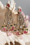 Shop_Amaara Jewels_Multi Color Pearls, Stones Antique Gold Navratna Polki Necklace Set _at_Aza_Fashions