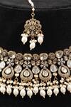 Buy_Amaara Jewels_Gold Plated Moissanite And White Pearl Choker Set _Online_at_Aza_Fashions