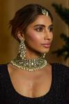 Shop_Amaara Jewels_Gold Plated Moissanite And White Pearl Choker Set _Online_at_Aza_Fashions
