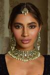 Shop_Amaara Jewels_Gold Plated Moissanite And White Pearl Choker Set _at_Aza_Fashions
