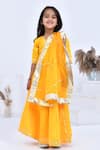 Bannhi By Priyanka Rathore_Yellow Cotton, Silk, Chiffon Gota Patti Embellished Anarkali And Dupatta Set _Online_at_Aza_Fashions