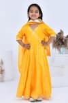 Buy_Bannhi By Priyanka Rathore_Yellow Cotton, Silk, Chiffon Gota Patti Embellished Anarkali And Dupatta Set _at_Aza_Fashions
