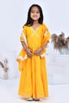 Bannhi By Priyanka Rathore_Yellow Cotton, Silk, Chiffon Gota Patti Embellished Anarkali And Dupatta Set _at_Aza_Fashions