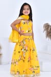 Buy_Bannhi By Priyanka Rathore_Yellow Organza, Chanderi Gota Patti, Embroidery Floral Printed Lehenga Set _at_Aza_Fashions