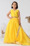Bannhi By Priyanka Rathore_Yellow Chanderi Gota Patti Bandhani Print Lehenga Set _at_Aza_Fashions
