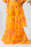 Bannhi By Priyanka Rathore_Yellow Chiffon Gota Patti Bloom Print Sharara Set _Online_at_Aza_Fashions