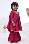 Bannhi By Priyanka Rathore_Magenta Crepe Gota Patti Embellished Kurta Sharara Set _Online_at_Aza_Fashions