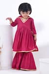 Buy_Bannhi By Priyanka Rathore_Magenta Crepe Gota Patti Embellished Kurta Sharara Set _at_Aza_Fashions