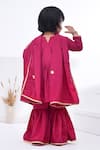 Shop_Bannhi By Priyanka Rathore_Magenta Crepe Gota Patti Embellished Kurta Sharara Set _at_Aza_Fashions