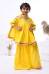 Buy_Bannhi By Priyanka Rathore_Yellow Chanderi Gota Patti, Lace Embellished Kurta Set _at_Aza_Fashions