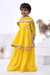 Bannhi By Priyanka Rathore_Yellow Chanderi Gota Patti, Lace Embellished Kurta Set _Online_at_Aza_Fashions