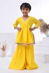 Buy_Bannhi By Priyanka Rathore_Yellow Chanderi Gota Patti, Lace Embellished Kurta Set _Online_at_Aza_Fashions